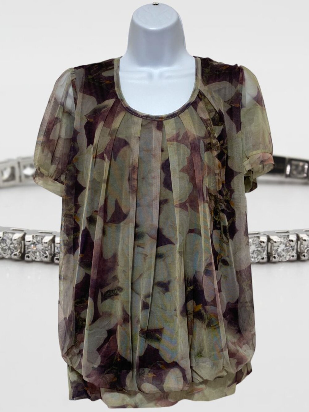 Baisheng GT-Large Pullover Top Light Weight Short Sleeve Multi-Color Floral